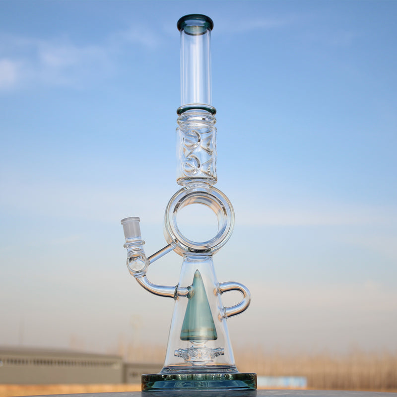 Recycler Style Donut Percolator Glass Water Pipe 18.5"