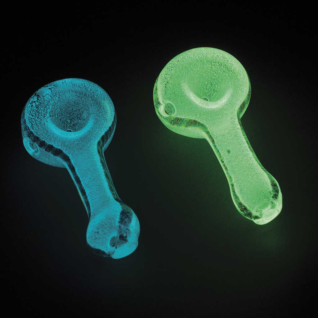 HAND BLOWN Glow In The Dark HAND PIPES