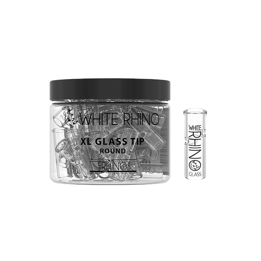 White Rhino XL Glass Rolling Tips 40ct Round or Flat Tip