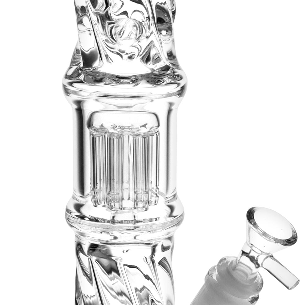 Translucent Twisty Jellyfish Perc Straight Glass Water Pipe | 13.75"