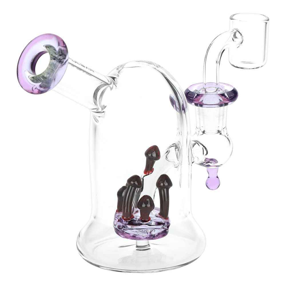 Pulsar Bioluminescence Shroom Perc Mini Glass Dab Rig - 5" / 14mm F / Colors Vary