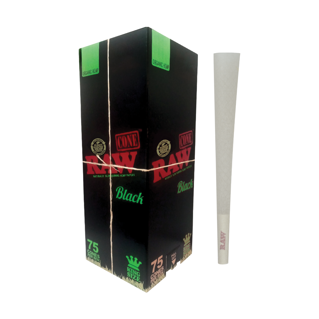 RAW Organic Hemp Black Cones 2 Size Options