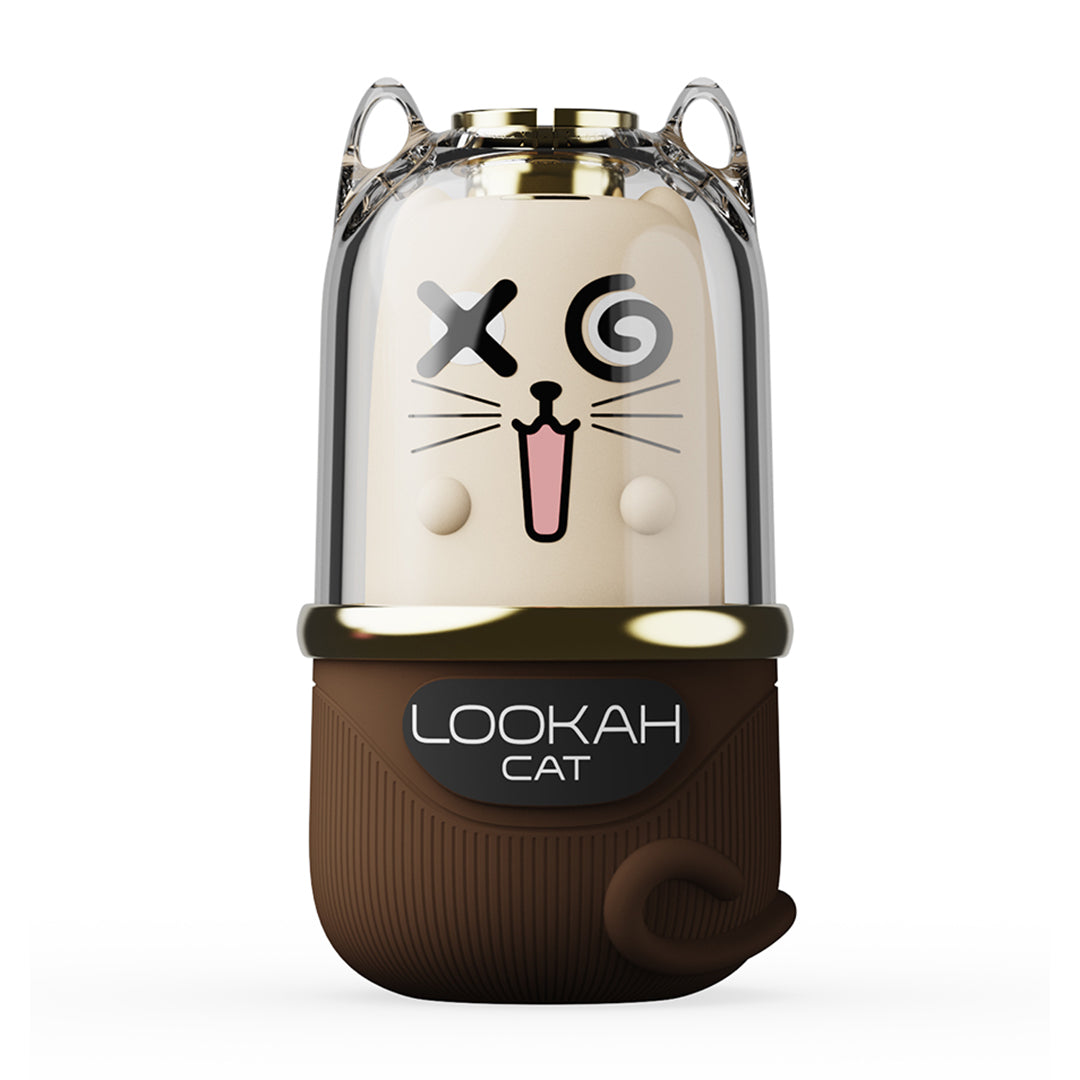 LOOKAH Cat 510 vape battery in chocolate brown front view displaying the "LOOKAH Cat" logo along with the cat face and cat ears
