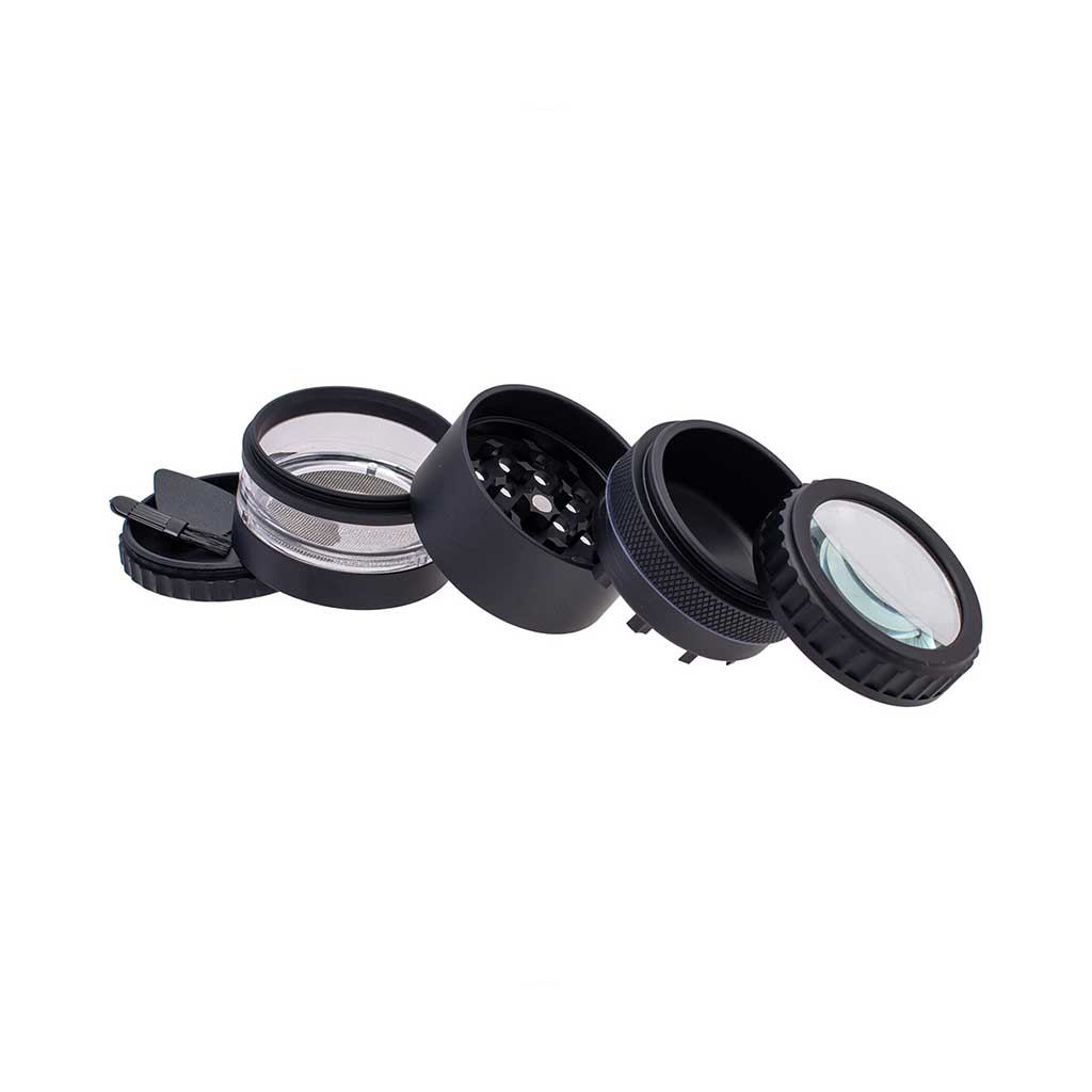 GRINDER WITH MAGNIFYING LID
