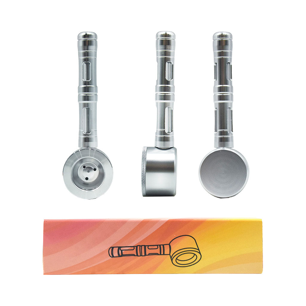 FLAT CHAMBER ALUMINUM GLASS SMOKING PIPE MULTIPLE COLORS