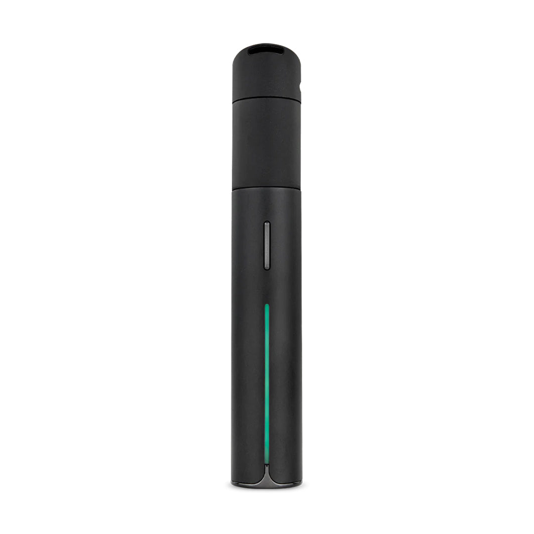 Puffco Pivot portable concentrate vaporizer in Onyx black, featuring a slim pen-style design with an integrated LED light bar and 3D Chamber technology for premium dabbing on the go.