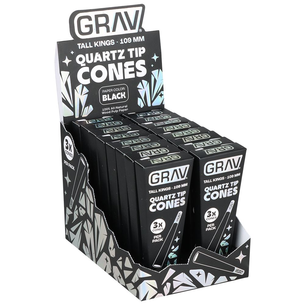 GRAV Quartz Tip Pre-Rolled Cones | Black | 16pk Display