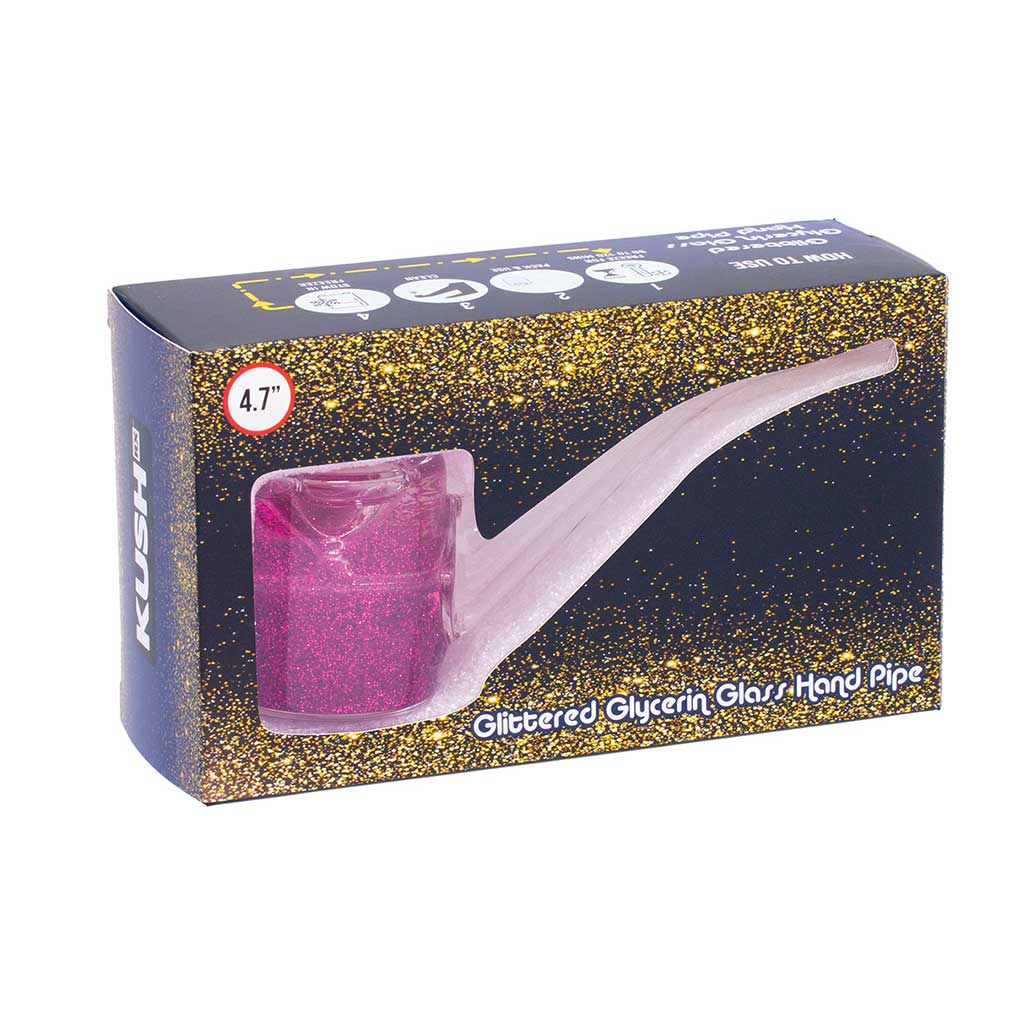 LIQUID GLITTER SHERLOCK HAND PIPE MULTIPLE COLORS