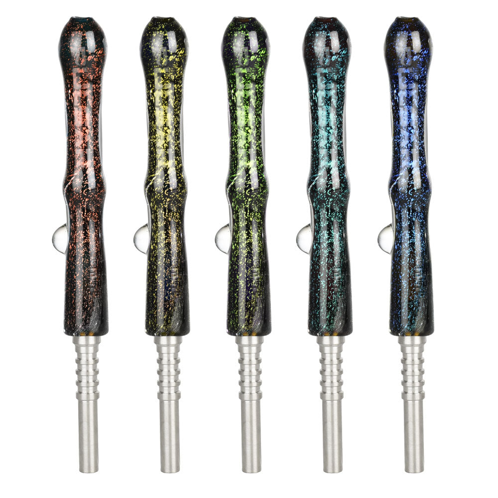 Pulsar Galaxy Glass Dab Straw - 6.5" / Quartz & Titanium Options Colors Vary