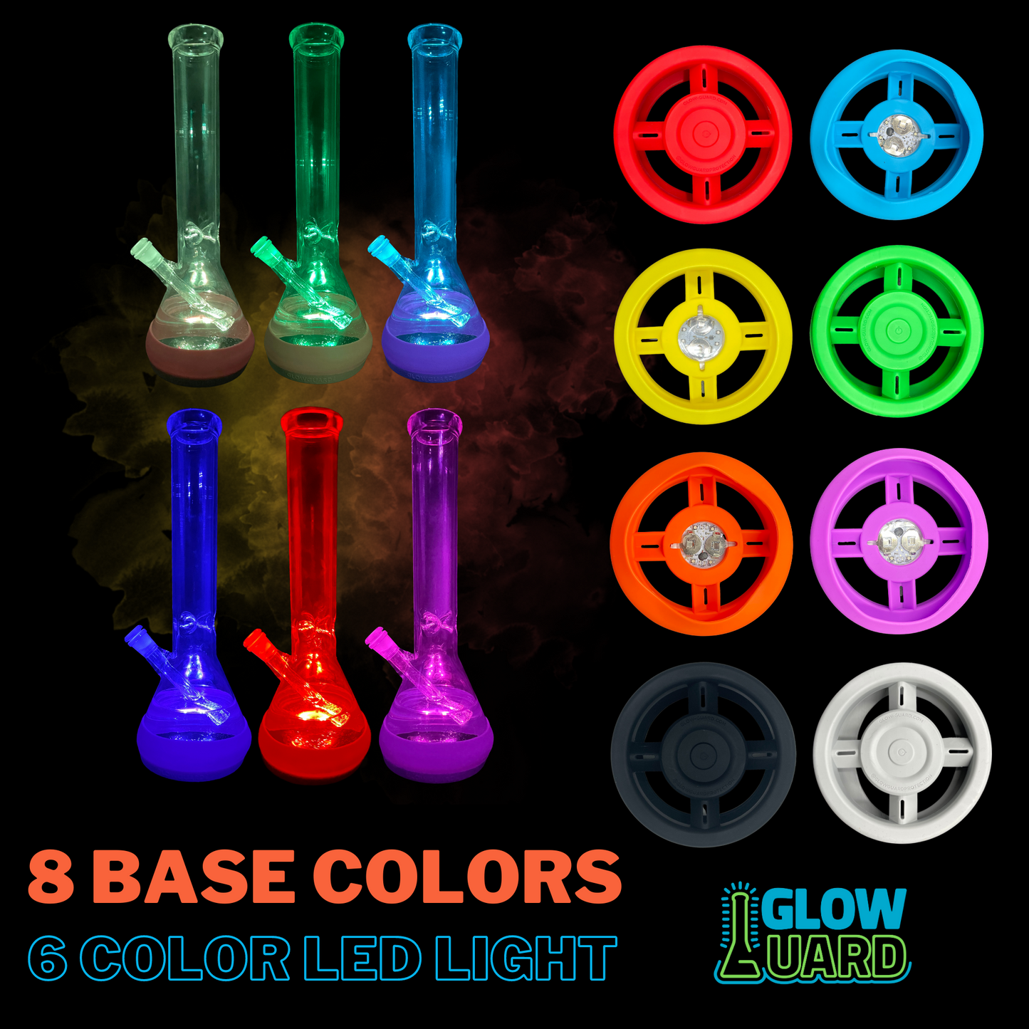 Bong Base Bumper Coin Battery 4.25in-6in Bases Silicone Fits Variety of Shapes - 8 Color Options