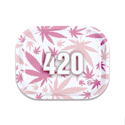 420 Pink Metal Rollin' Tray 2 Size Options