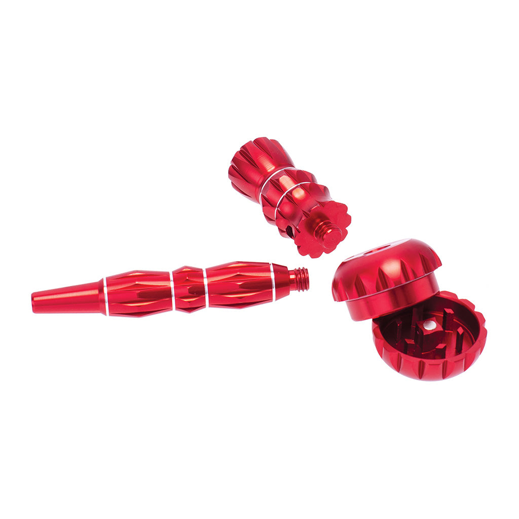 ALUMINUM RIBBED SMOKING PIPE WITH GRINDER MULTIPLE COLORS