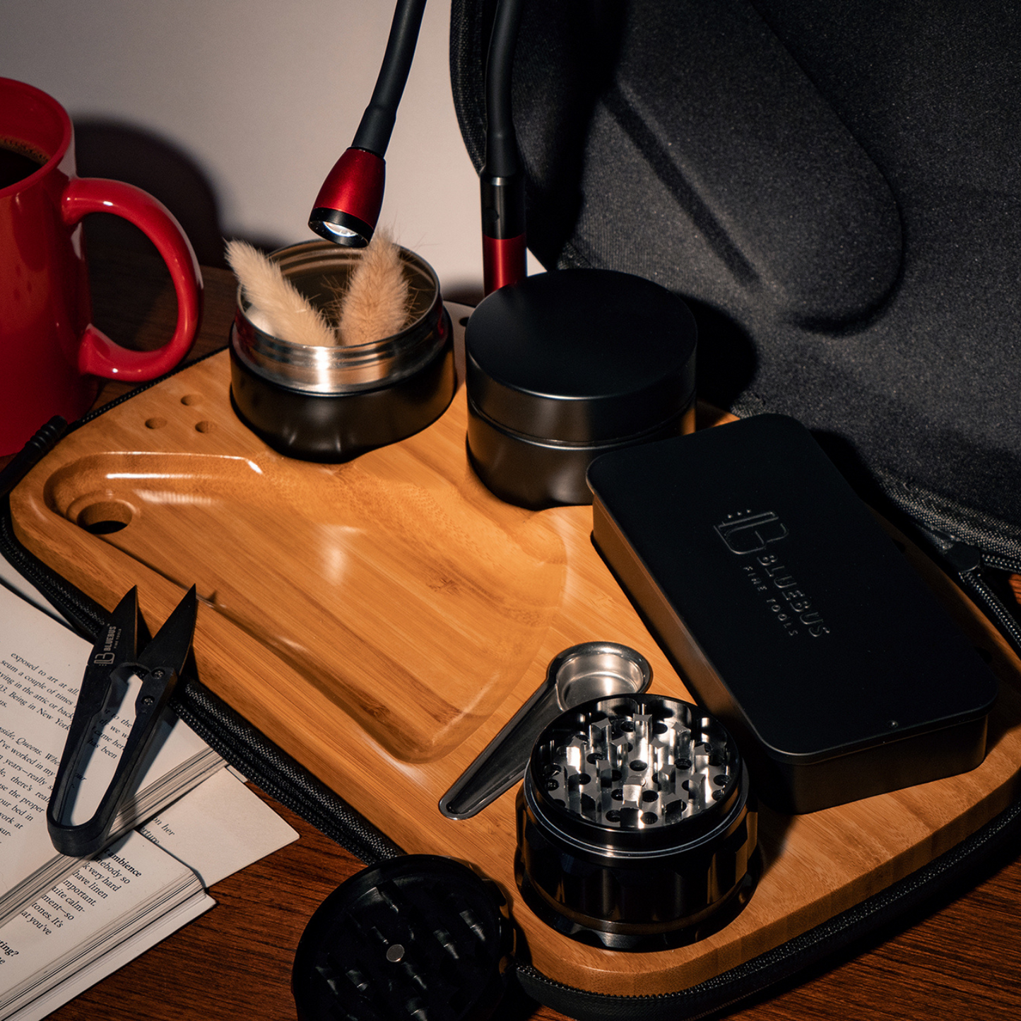 BLAZE Wooden Stash Rolling Tray Bundle With or Without Light