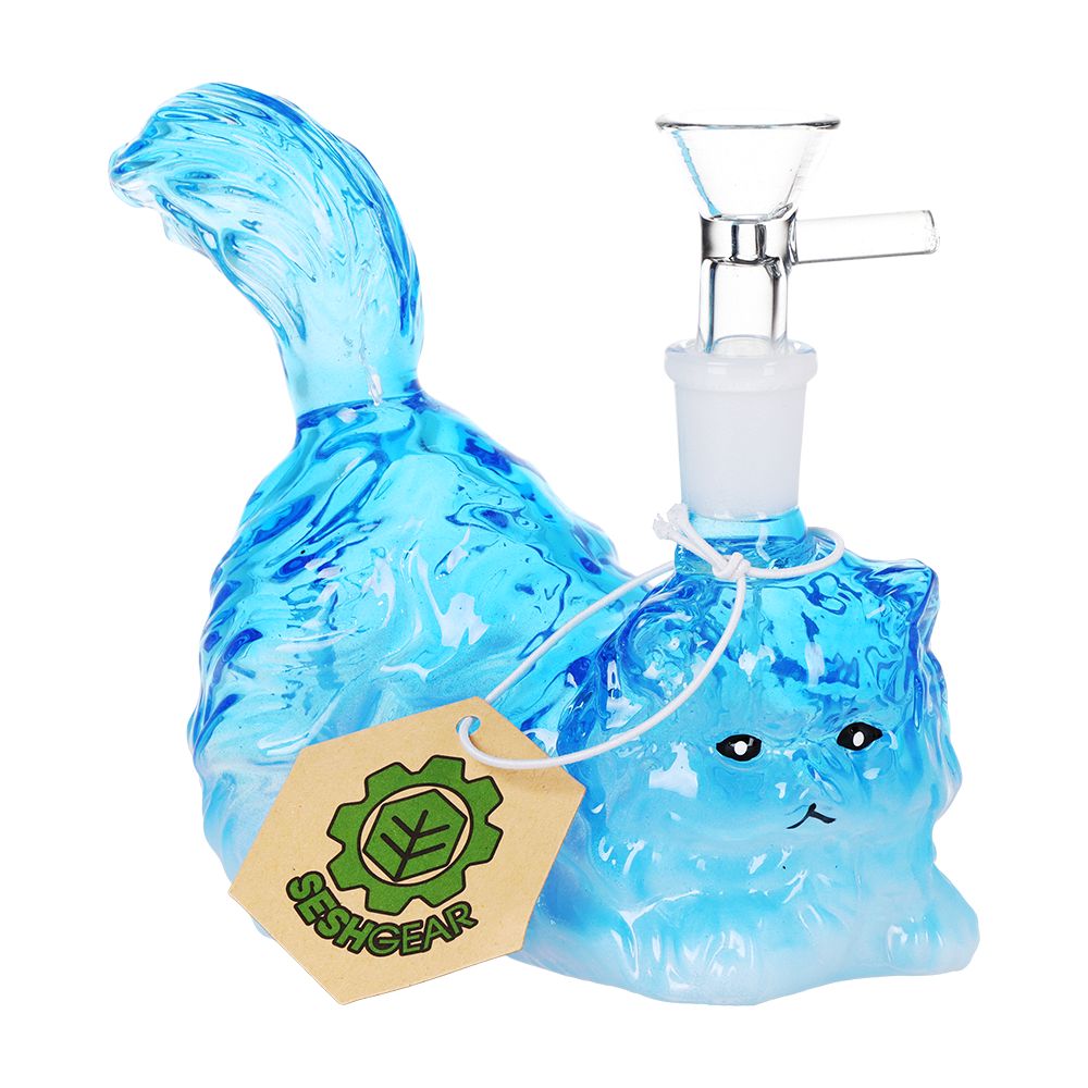 SeshGear Furry Kitty Glass Water Pipe - 4.75" / 14mm F / Colors Vary