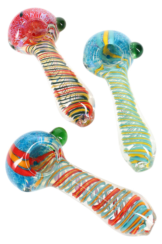4.5″ Color-Changing Frit Glass Spoon Pipe “Rainbow Ripple” – Assorted Colors