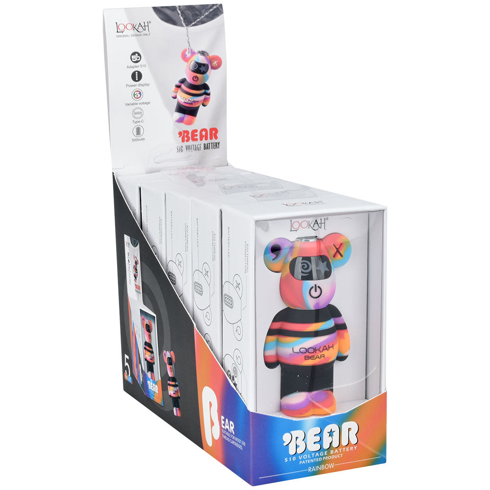 Lookah Tie Dye Bear Variable Voltage 510 Battery | 500mAh | 5pc Display 5 Color Options