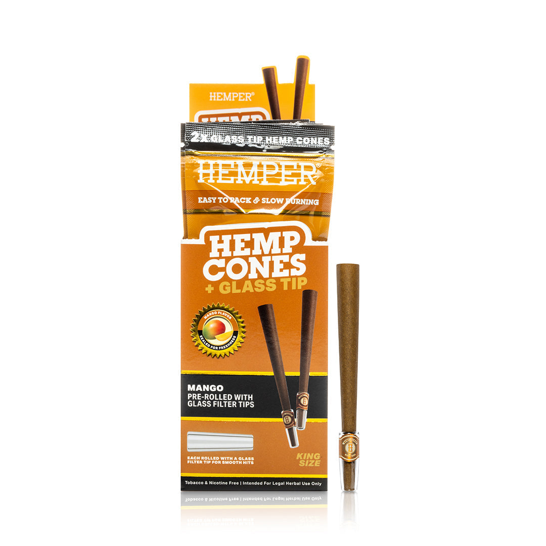 Pre-Rolled King Size Glass Tipped Hemp Cones | 2PK Multiple Flavors Available