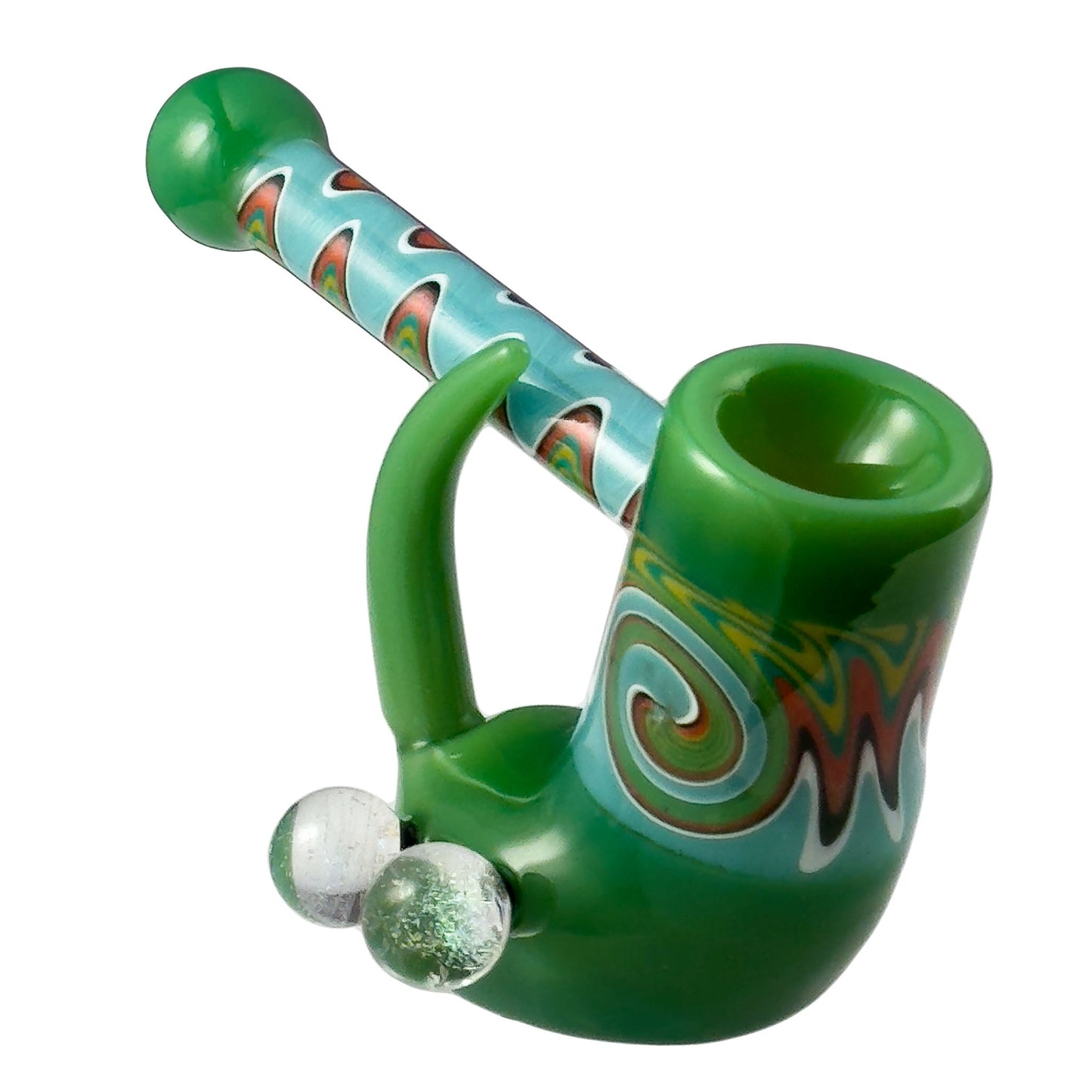Crush Fang Bub Pipe w/Dual Galaxy Marbles 5 Color Options