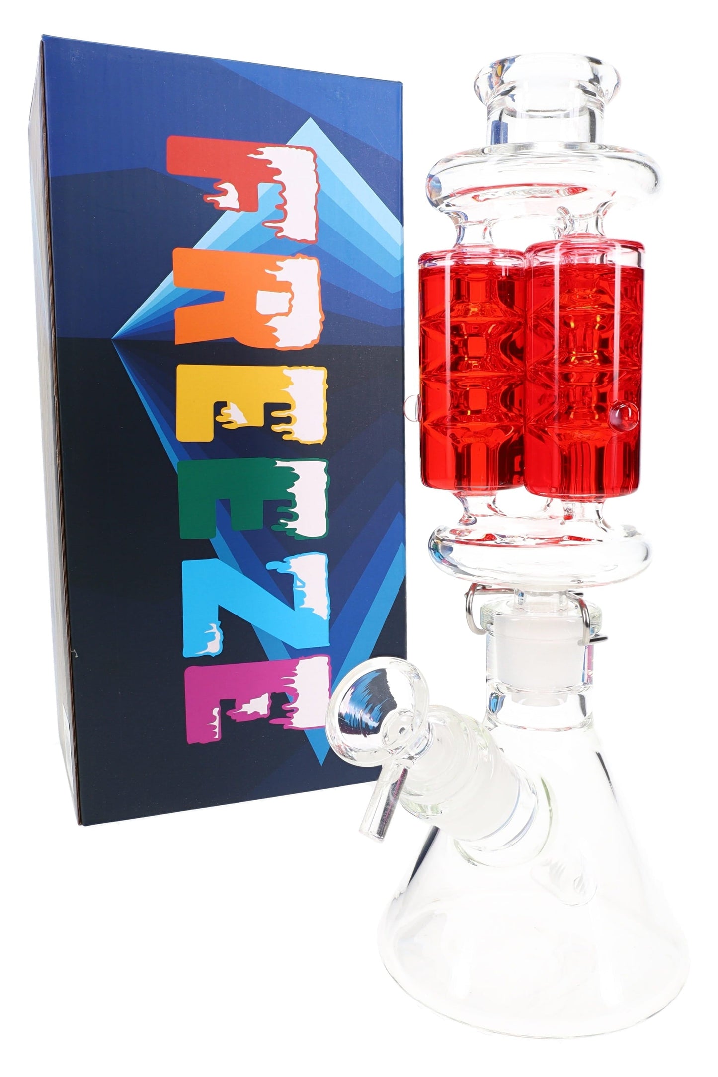 Glycerin Triple Chamber Beaker Bong “Freeze Trio” – 10.5″ – Assorted Colors