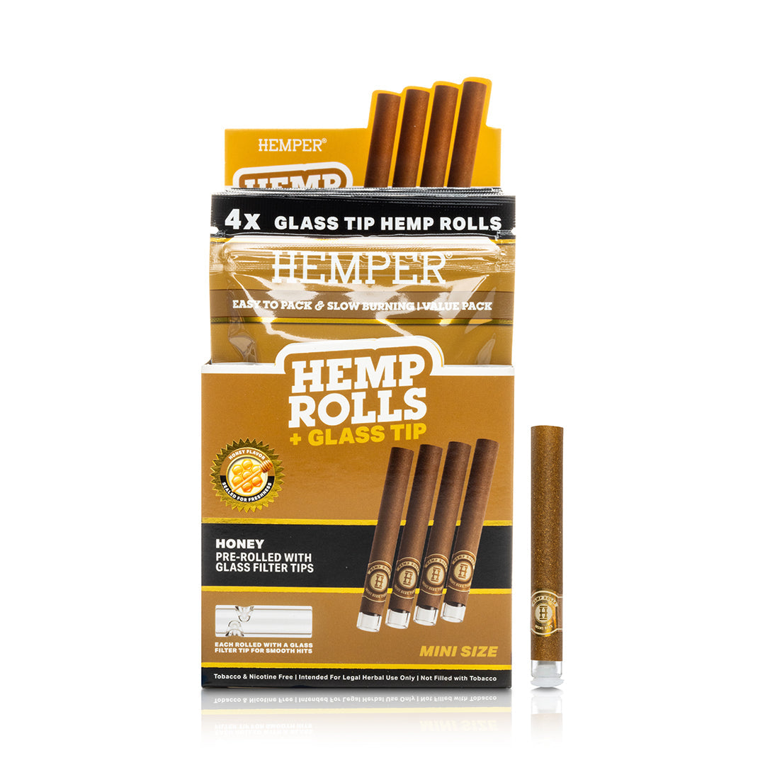 Pre-Rolled Mini Size Glass Tipped Hemp Rolls | 4PK Multiple Flavors Available