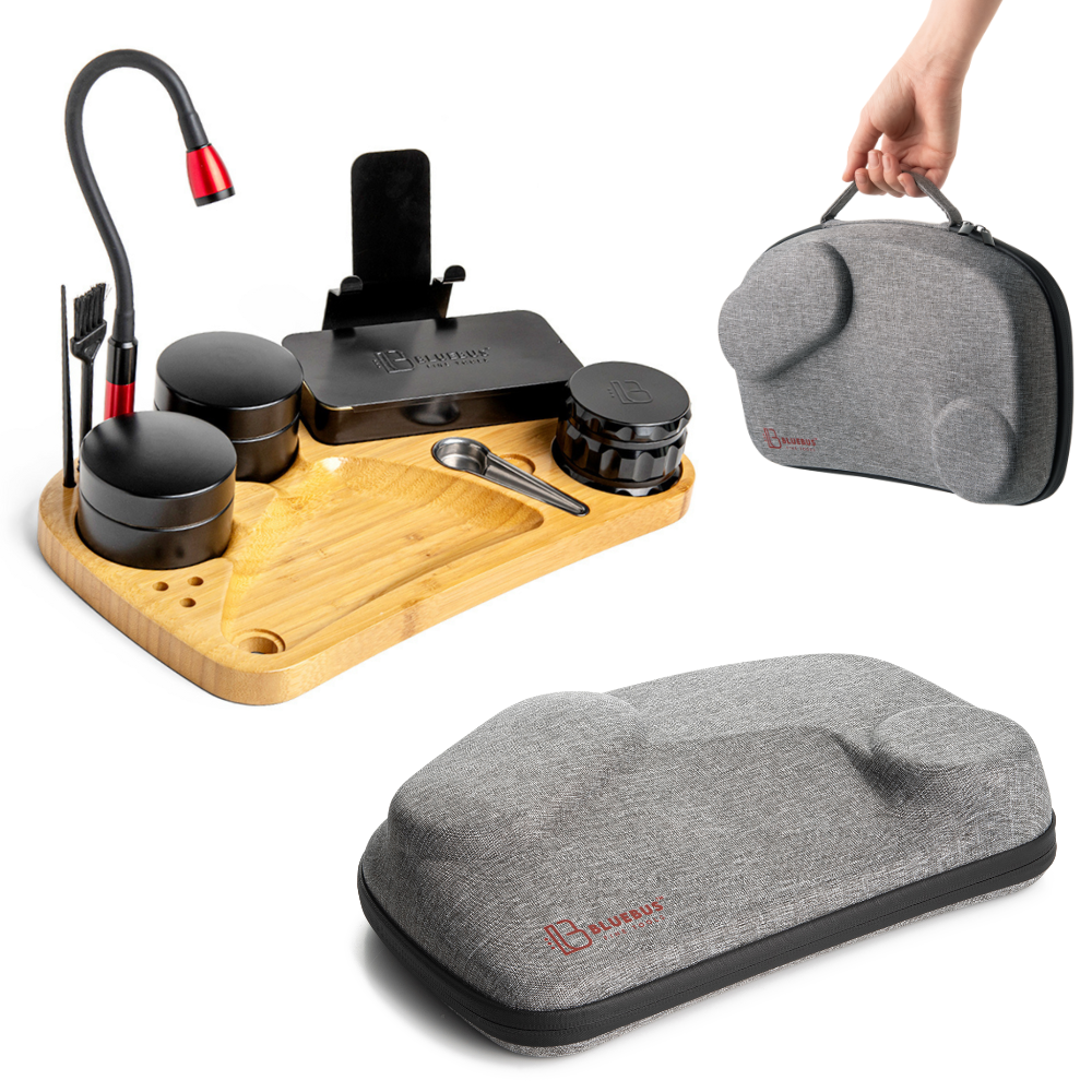 BLAZE Wooden Stash Rolling Tray Bundle With or Without Light