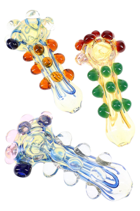 Color Changing Squiggle Stripes Spoon Pipe “Bubble Spine” – 5″ – Assorted Colors