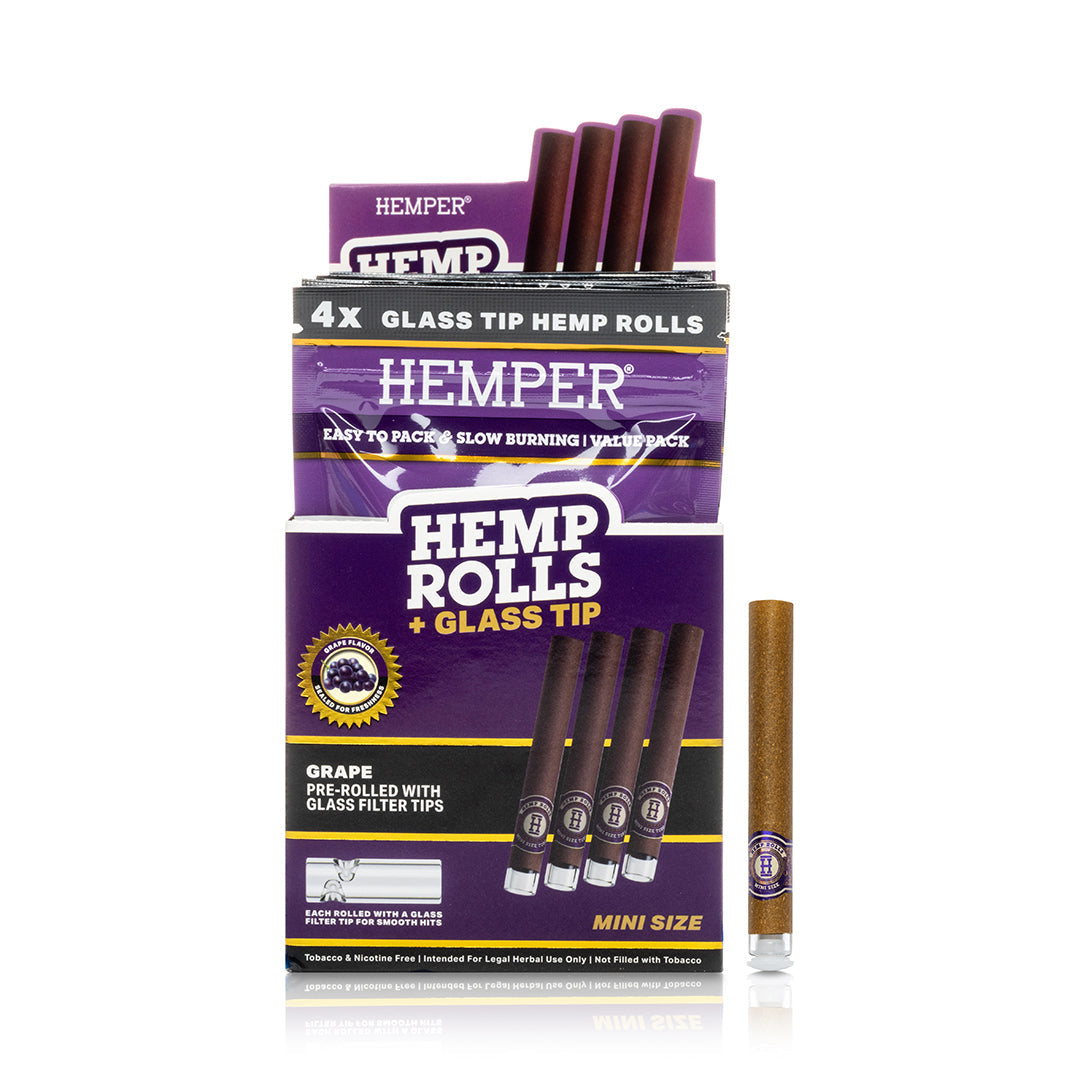 Pre-Rolled Mini Size Glass Tipped Hemp Rolls | 4PK Multiple Flavors Available
