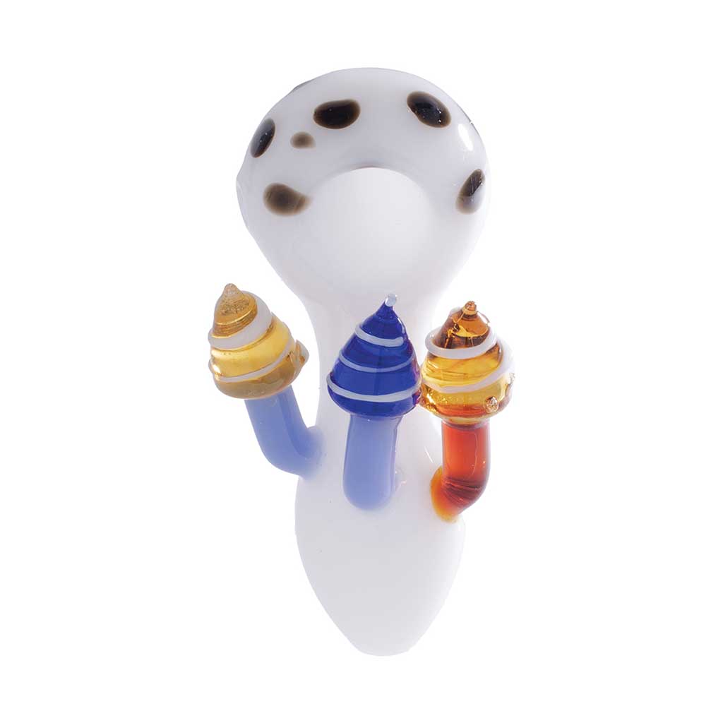 MUSHROOM CHARACTER GLASS HAND PIPE MULTIPLE COLORS