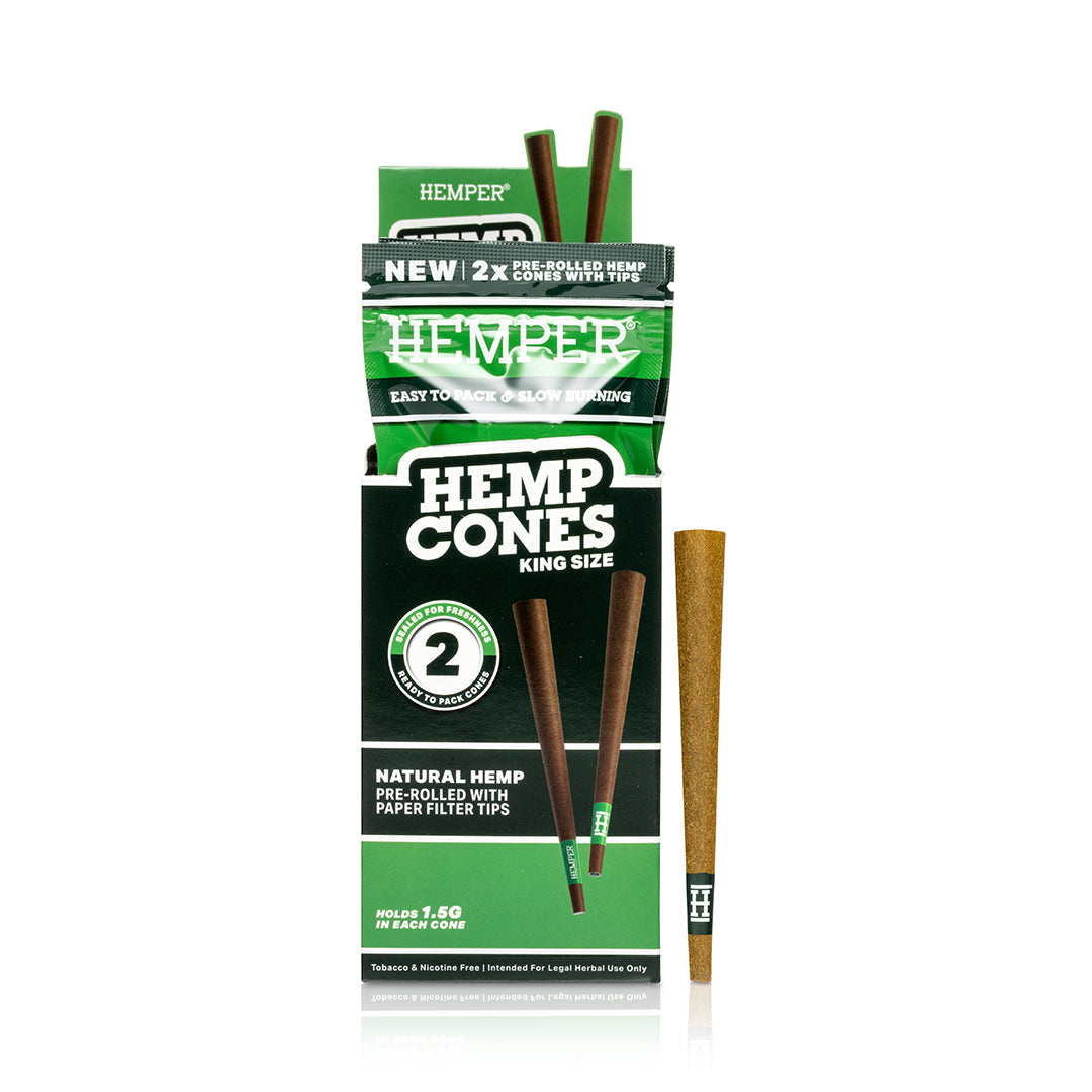 Pre-Rolled King Size Paper Tip Hemp Cones | 2PK Multiple Flavors Available