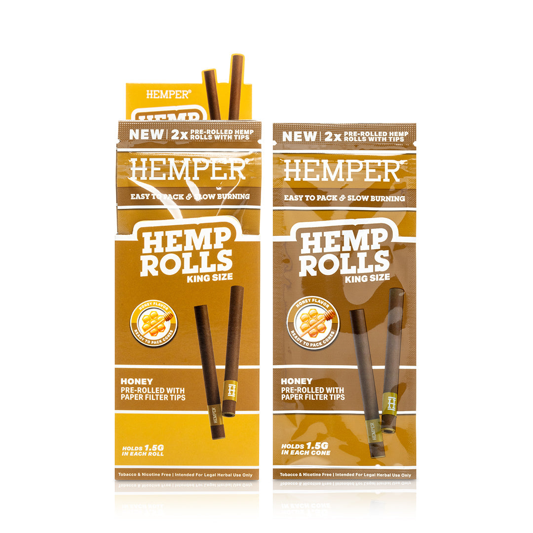 Pre-Rolled King Size Paper Tip Hemp Rolls | 2PK Display Multiple Flavors Available