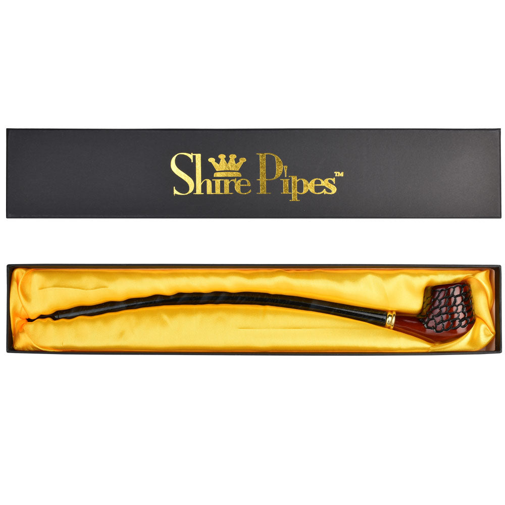 Pulsar Shire Pipes Curved Engraved Cherry Wood Pipe - 15"