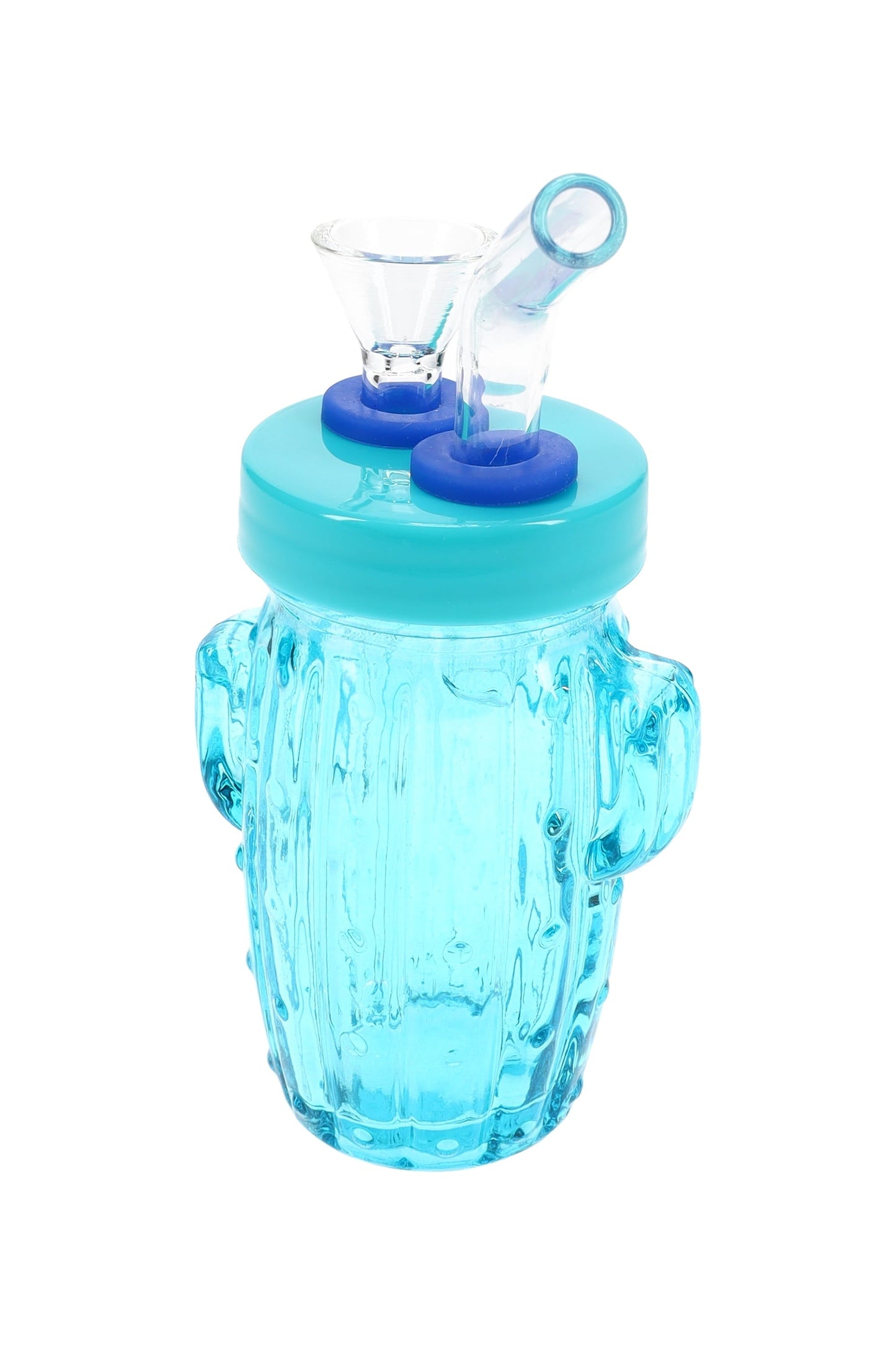 Colored Glass Cactus Water Pipe “Desert Sipper” – 3.5″
