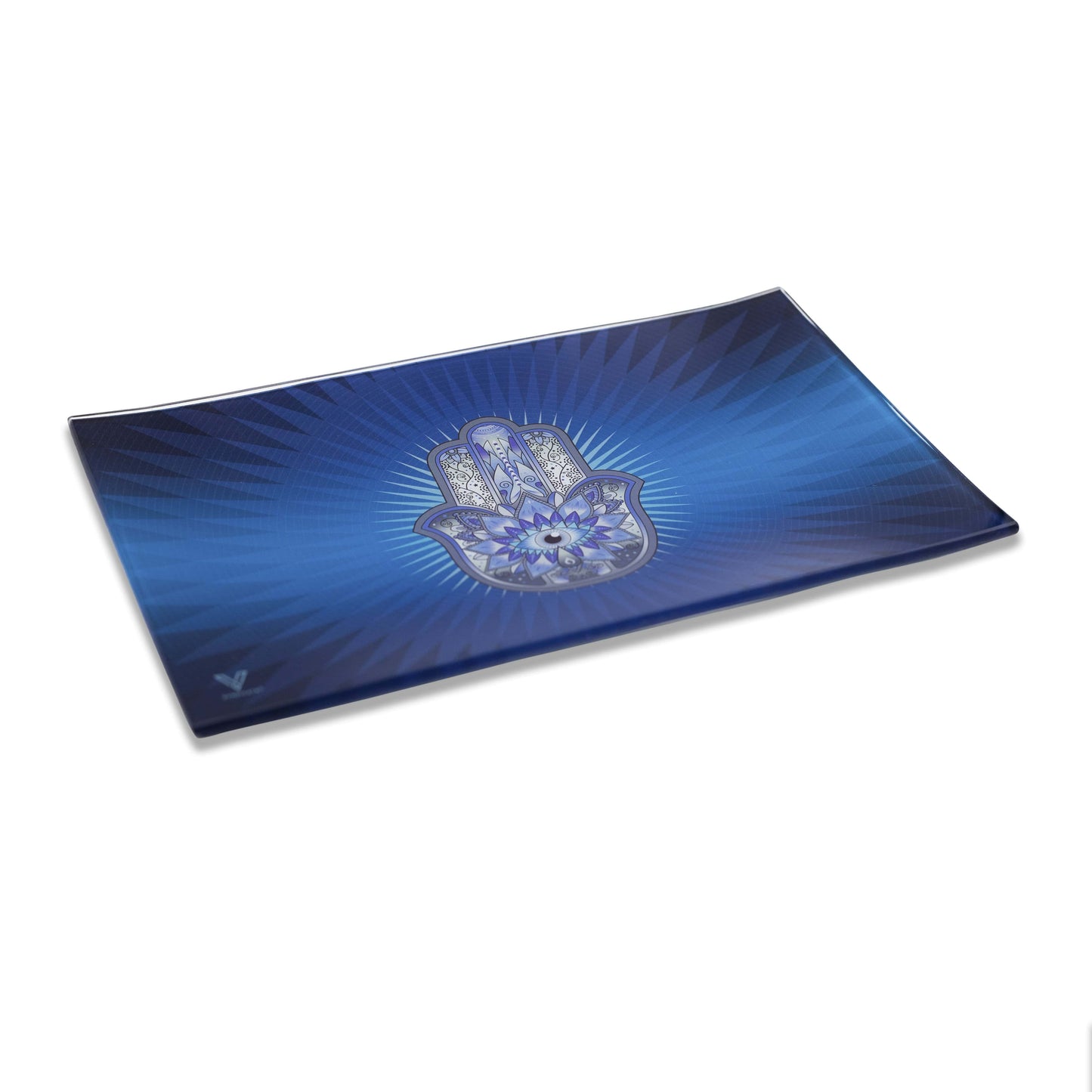 Hamsa Blue Glass Rollin' Tray 2 Size Options