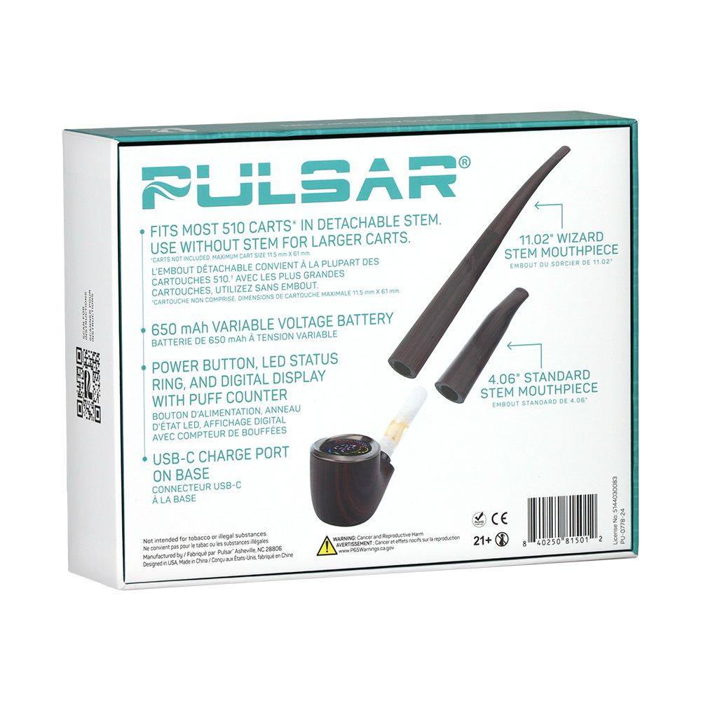 Pulsar 510 DL Wizard Pipe Variable Voltage Cartridge Vape | 650mAh