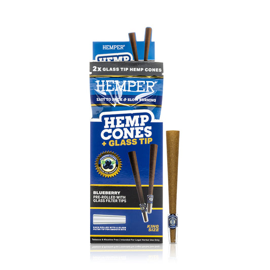 Pre-Rolled King Size Glass Tipped Hemp Cones | 2PK Multiple Flavors Available