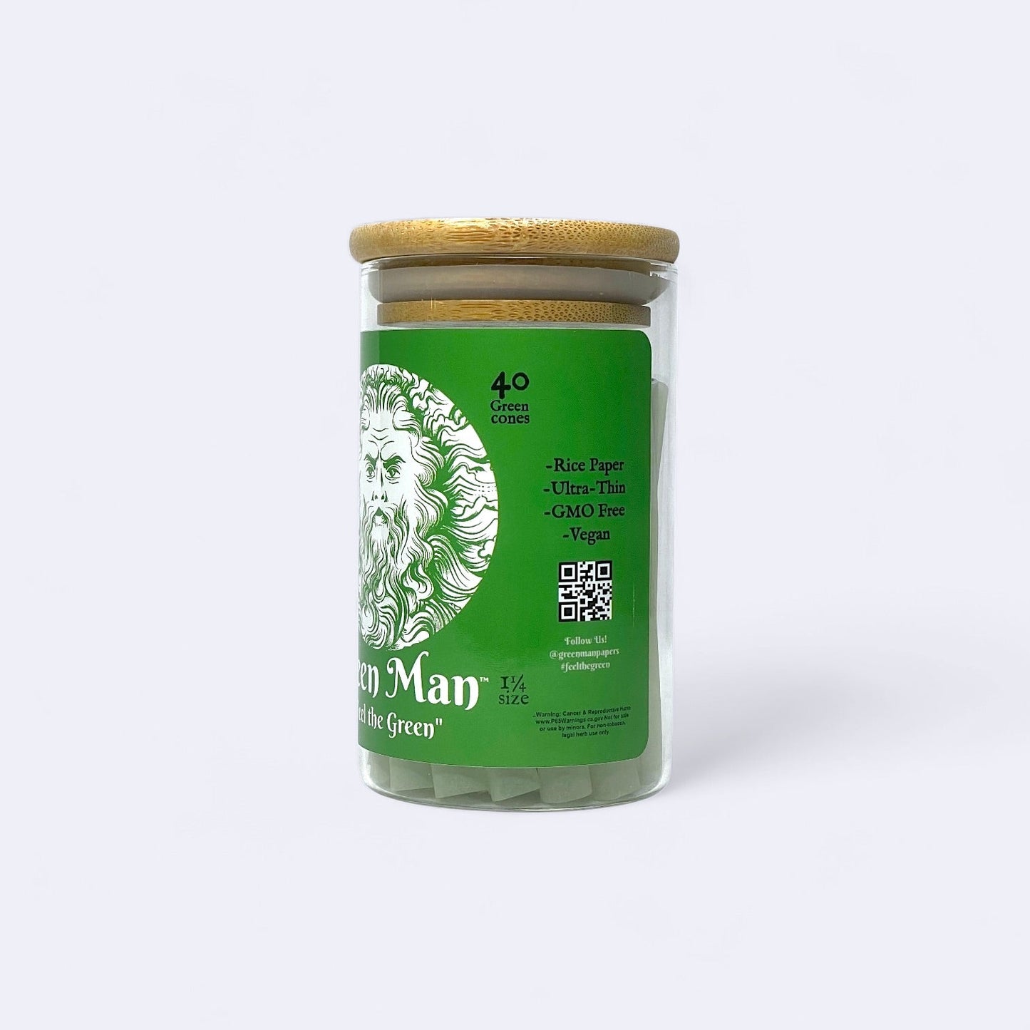 Green Man 1.25 Green Rice Cones 40ct Jar