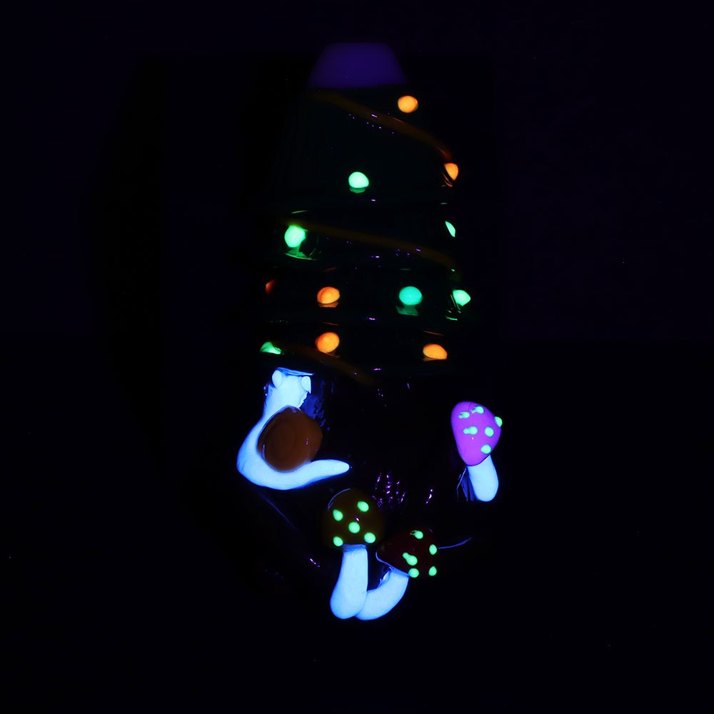 Shroom Xmas Tree Glow In The Dark Enamel Resin Sculpted Glass Spoon Pipe - 5"