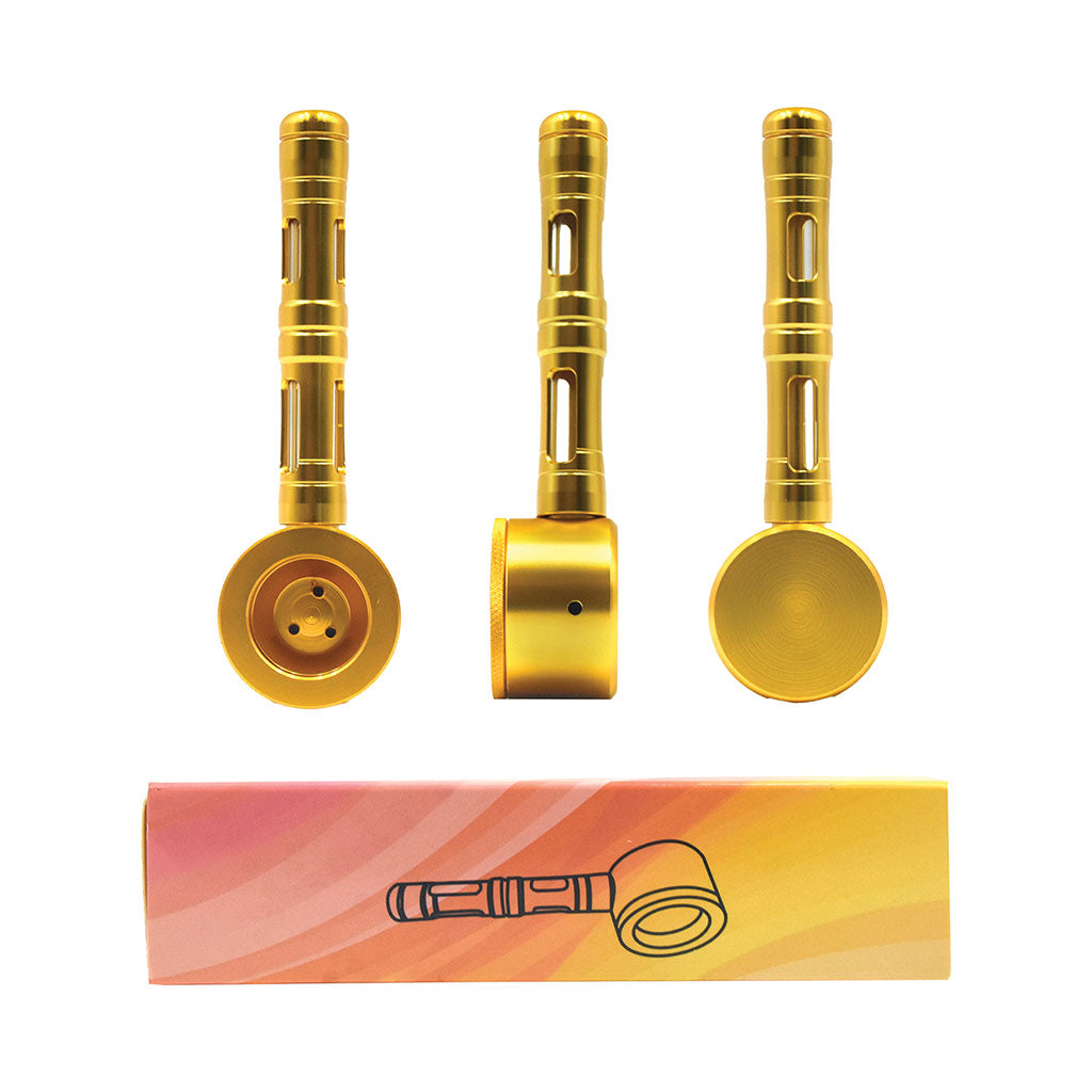 FLAT CHAMBER ALUMINUM GLASS SMOKING PIPE MULTIPLE COLORS