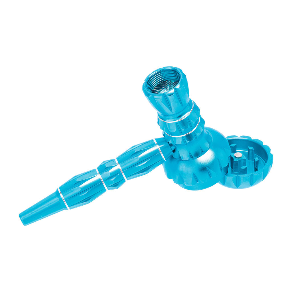 ALUMINUM RIBBED SMOKING PIPE WITH GRINDER MULTIPLE COLORS