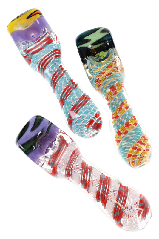 Clear Reverse Square Glass Spoon “Spiral Pop” – 5″ – Assorted Colors