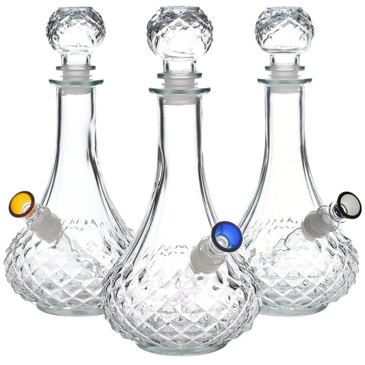 Vintage Decanter Style Glass Bong w/ Cap - 8.25"/ Long Neck
