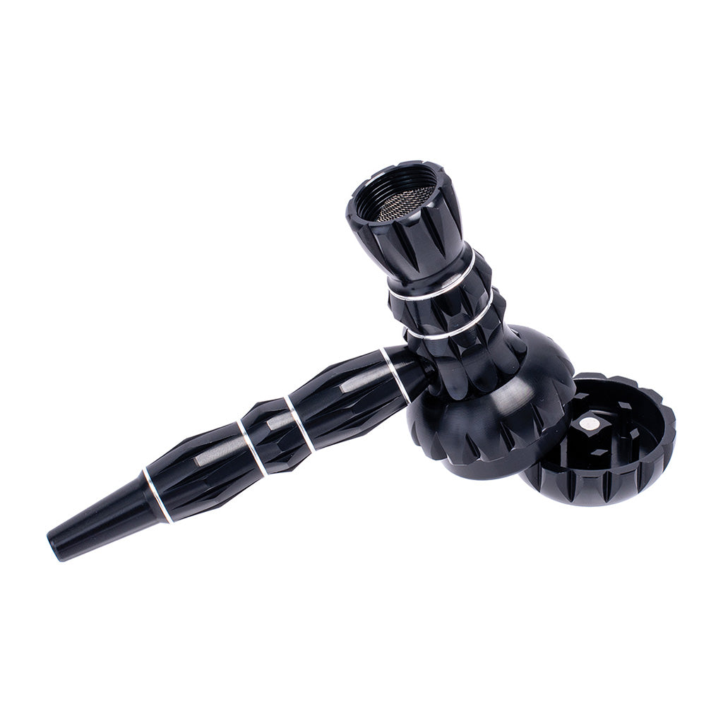 ALUMINUM RIBBED SMOKING PIPE WITH GRINDER MULTIPLE COLORS