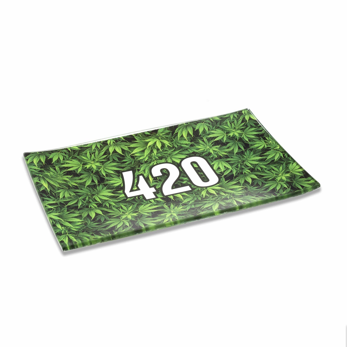 420 Green Glass Rollin' Tray 2 Size Options