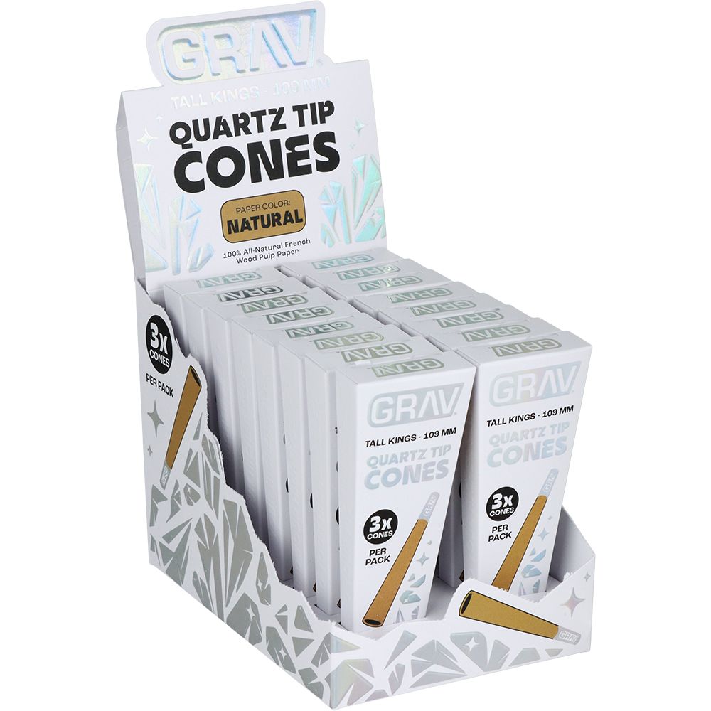 GRAV Quartz Tip Pre-Rolled Cones | Natural | 16pk Display