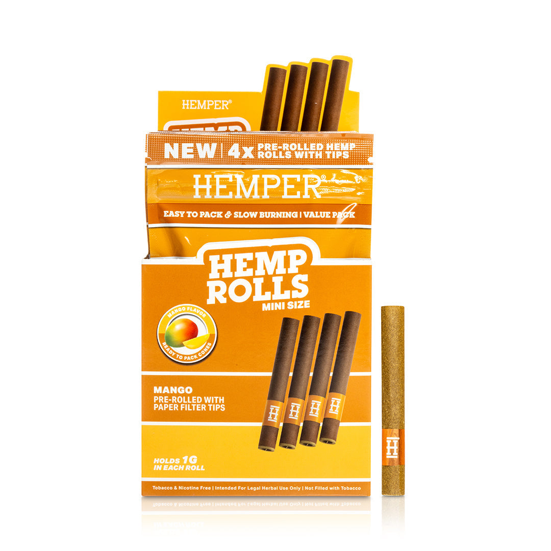 Pre-Rolled Mini Size Paper Tip Hemp Rolls | 4PK Multiple Flavors Available
