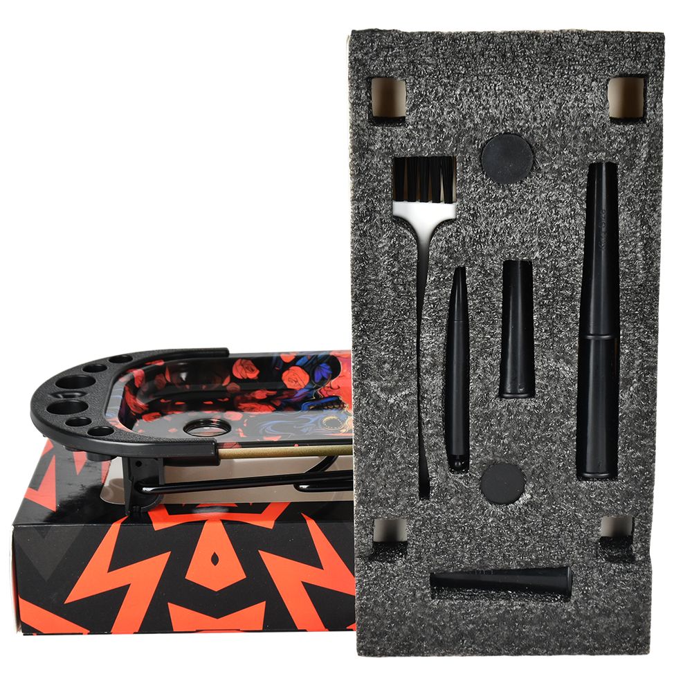 Elevated Metal Rolling Tray & Cone Loader Kit - Tie Dye Leaf