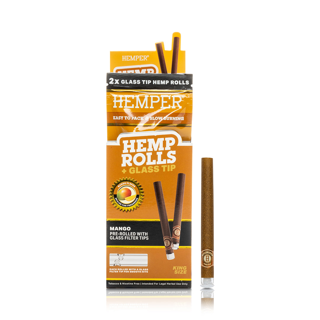 Pre-Rolled King Size Glass Tipped Hemp Rolls | 2PK Multiple Flavors Available