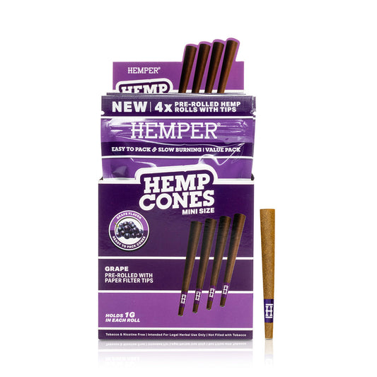 Pre-Rolled Mini Size Paper Tip Hemp Cones | 4PK Multiple Flavor Options Available