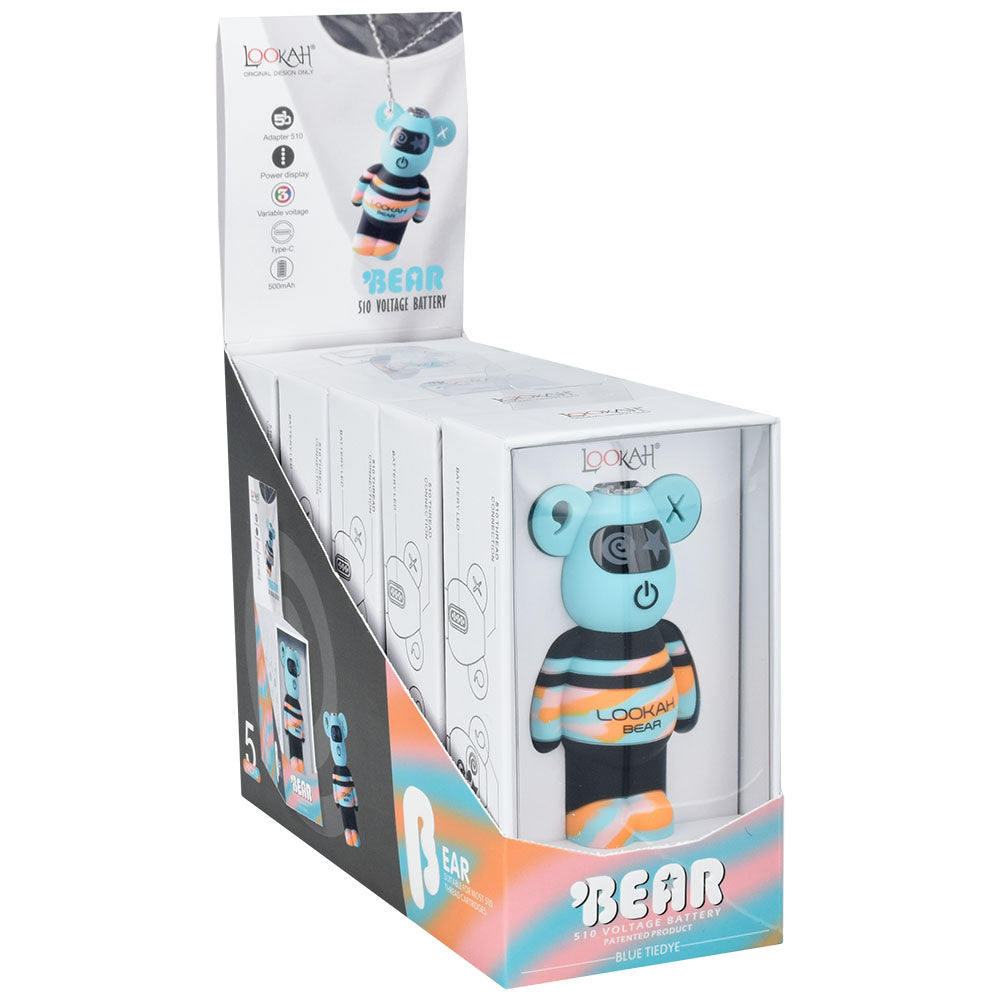 Lookah Tie Dye Bear Variable Voltage 510 Battery | 500mAh | 5pc Display 5 Color Options
