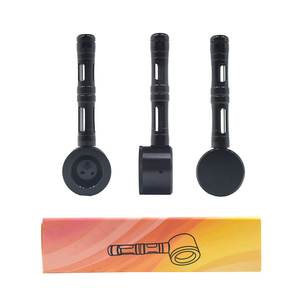 FLAT CHAMBER ALUMINUM GLASS SMOKING PIPE MULTIPLE COLORS